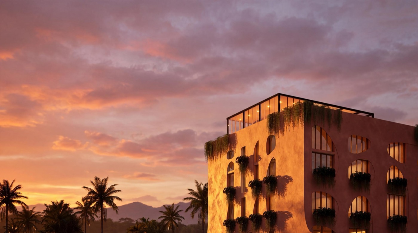 Facade detail at dusk